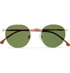 Loro Piana - Weekend Round-Frame Matte-Titanium and Acetate Polarised Sunglasses - Gold