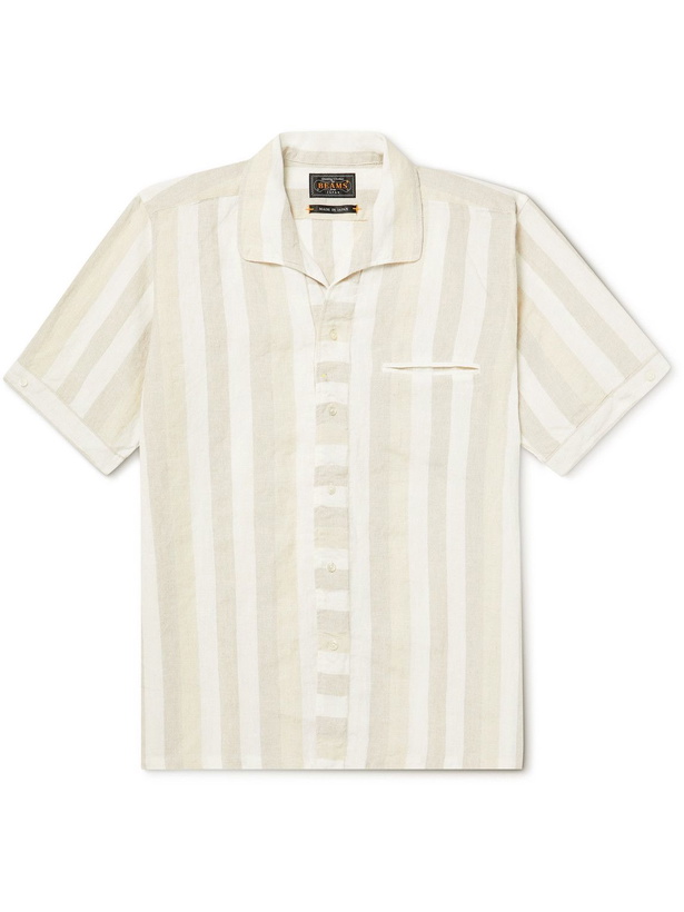 Photo: Beams Plus - Camp-Collar Striped Linen Shirt - Neutrals