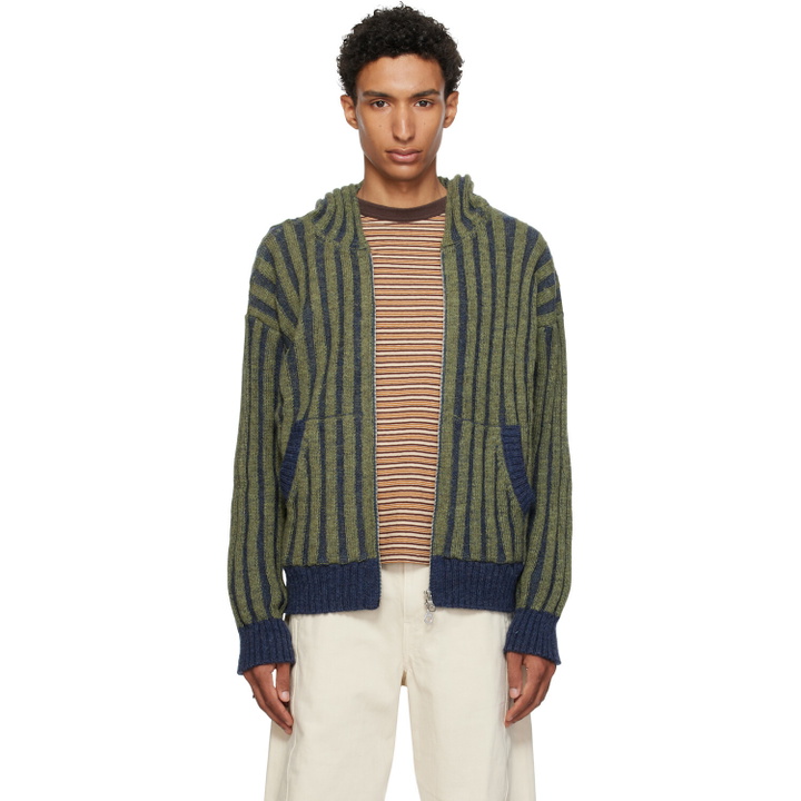 Photo: Cawley Green & Navy Ribbed Zip-Up Hoodie
