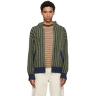 Cawley Green & Navy Ribbed Zip-Up Hoodie