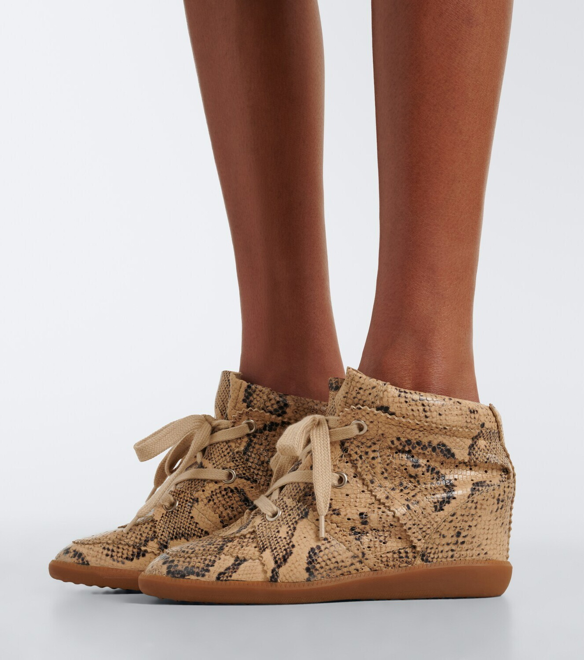 Isabel Marant Bobby snake-effect leather wedge sneakers