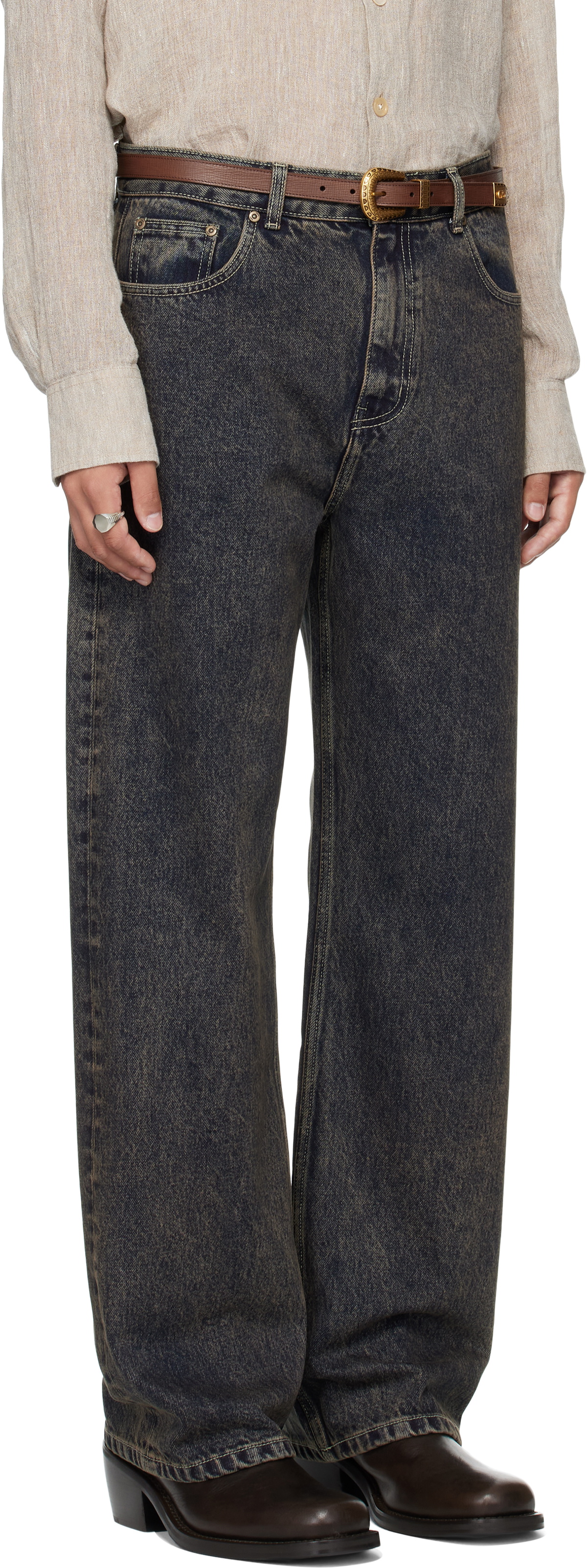 MMIC Navy Rolling Acid Jeans