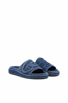 Diesel Sa-Slide D-Denim slides with embossed strap - Slides - Unisex - Blue