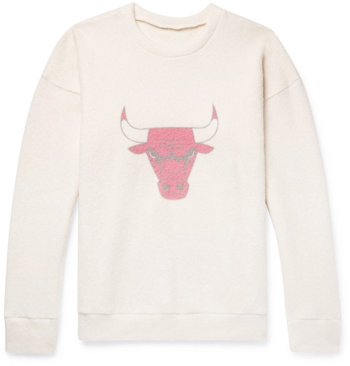 Photo: The Elder Statesman - NBA Chicago Bulls Printed Brushed Cashmere-Blend Sweatshirt - Cream