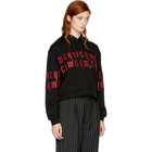 McQ Alexander McQueen Black Cropped Embroidered Logo Hoodie