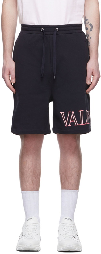 Photo: Valentino Navy Neon Universe Print Shorts