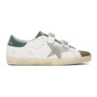 Golden Goose White and Khaki Old School Superstar Sneakers