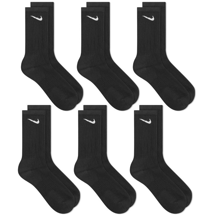 Photo: Nike Men's Cotton Cushion Crew Sock - 6 Pack in Black/White