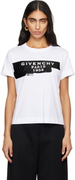 Givenchy White 'Givenchy' Tape Print T-shirt