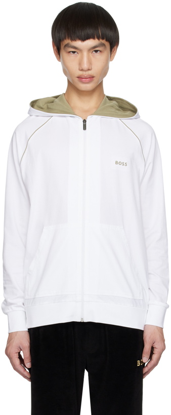 Photo: BOSS White Embroidered Hoodie