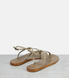 Brunello Cucinelli - Embellished suede thong sandals