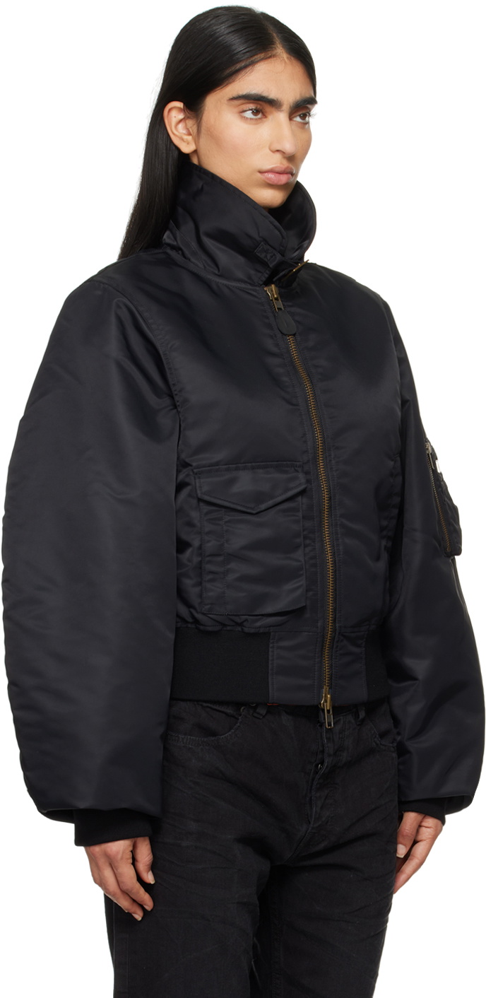 Martine Rose Black Shrunken Bomber Jacket