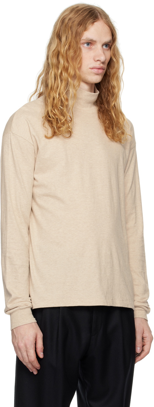 AURALEE Beige Seamless Turtleneck