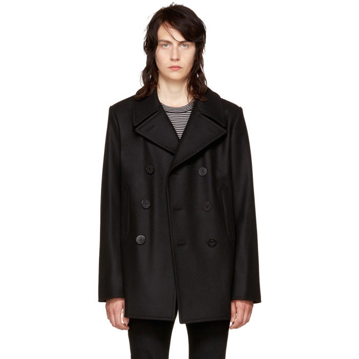 Photo: Saint Laurent Black Classic Peacoat 