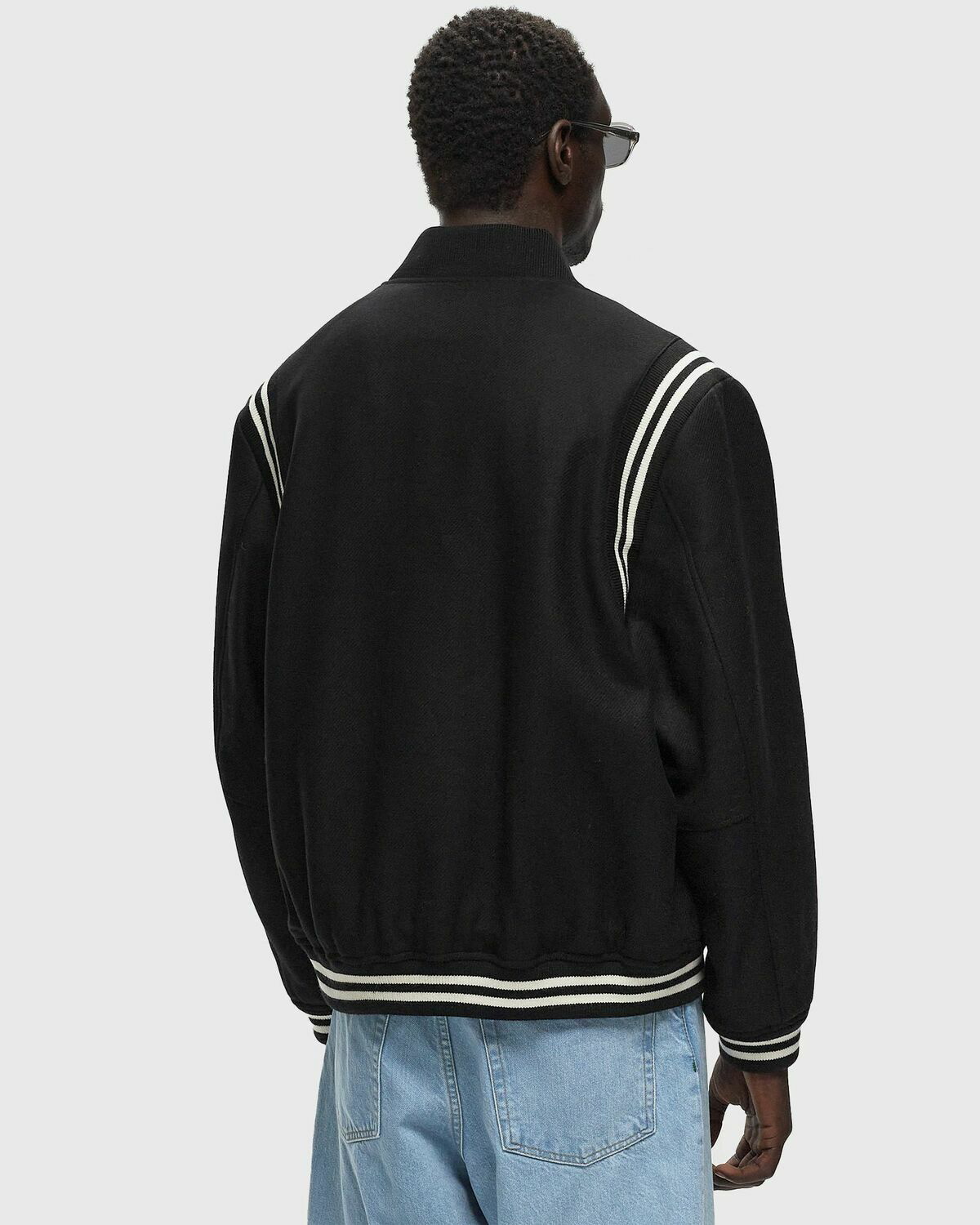 Lacoste Men's Premium Wool Varsity Jacket Black Bomber Jackets