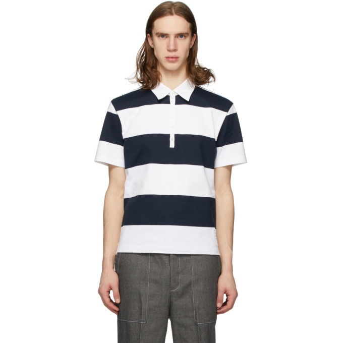 Photo: Thom Browne Navy Rugby Stripe Polo