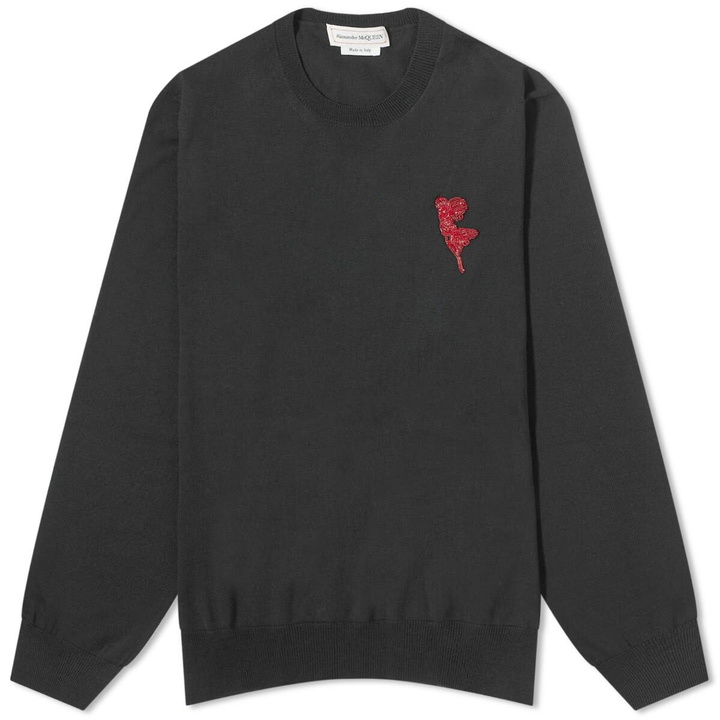 Photo: Alexander McQueen Men's Orchid Crew Knit in Black/Red