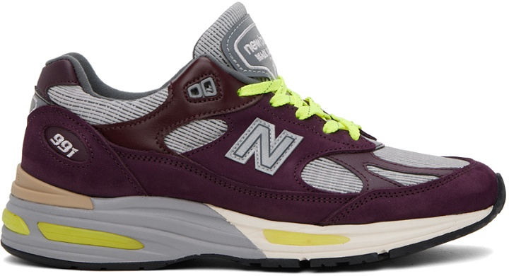 Photo: New Balance Burgundy Patta Edition Made In UK 991v2 Sneakers