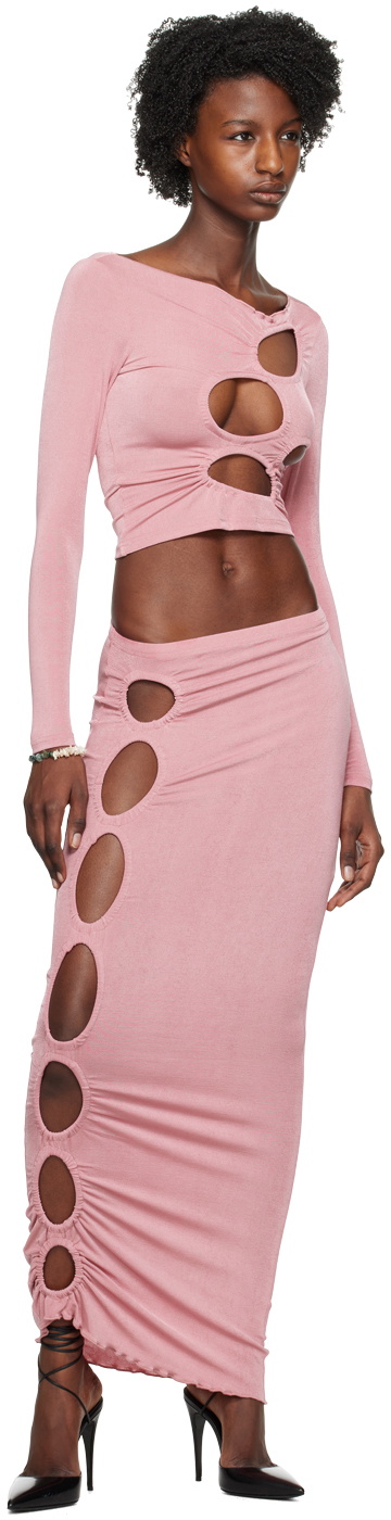 TYRELL SSENSE Exclusive Pink Long Sleeve T-Shirt & Midi Skirt Set
