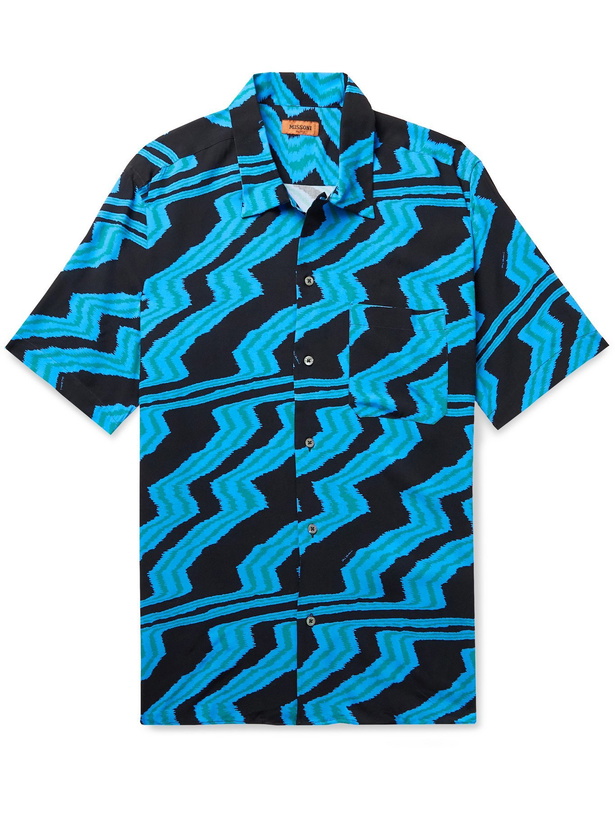 Photo: MISSONI - Convertible-Collar Printed Woven Shirt - Blue