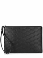 BALENCIAGA - Embossed Leather Pouch W/ Wrist Strap