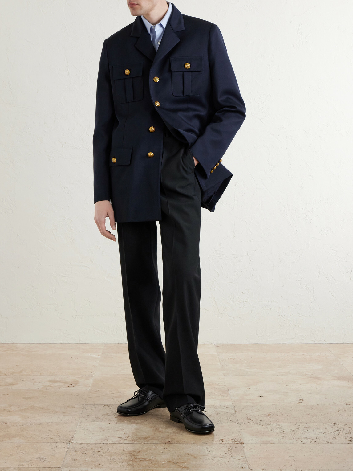 Valentino Garavani - Sahariana Embellished Virgin Wool Jacket - Blue