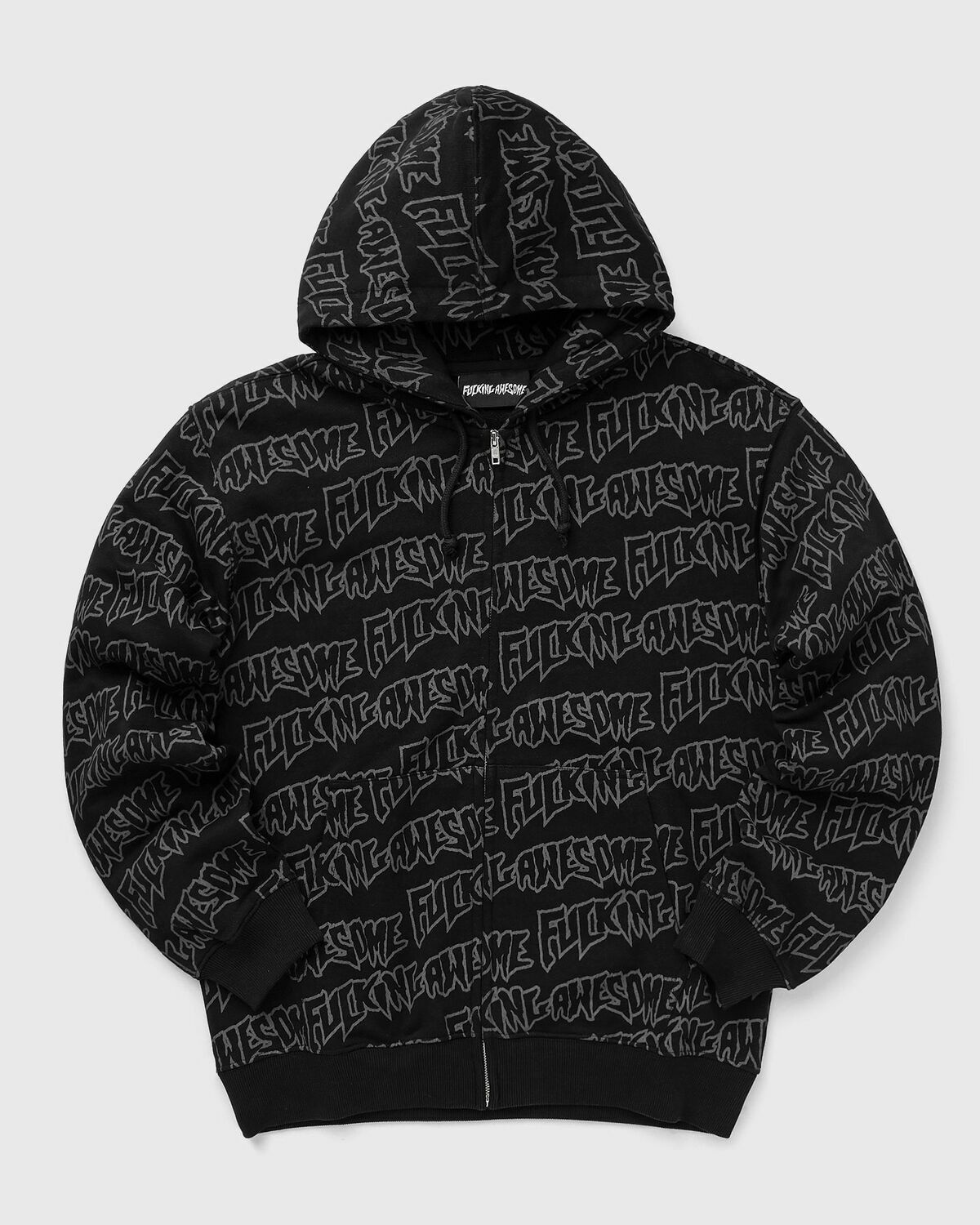 Fucking Awesome Aop Stamp Zipped Hoodie Black Mens Hoodies Zippers Fucking Awesome