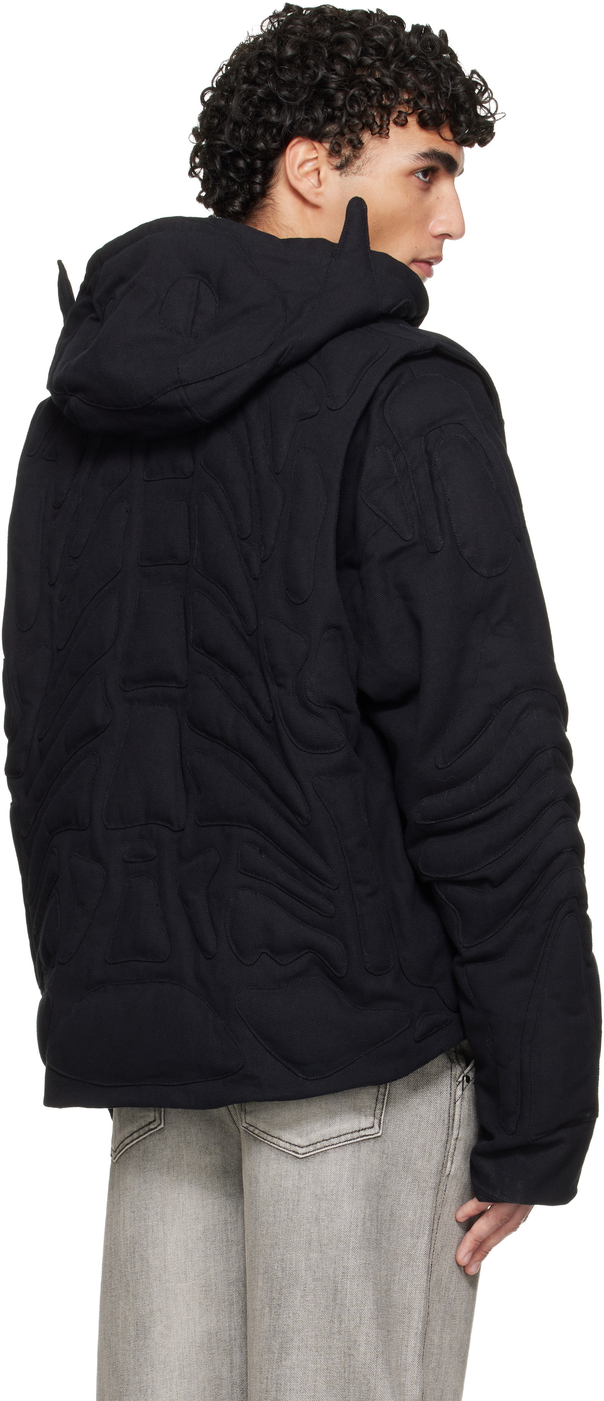 HELIOT EMIL Black Vertebrae Jacket