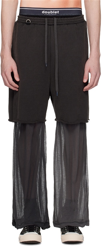Photo: Doublet Black Layered Sweatpants