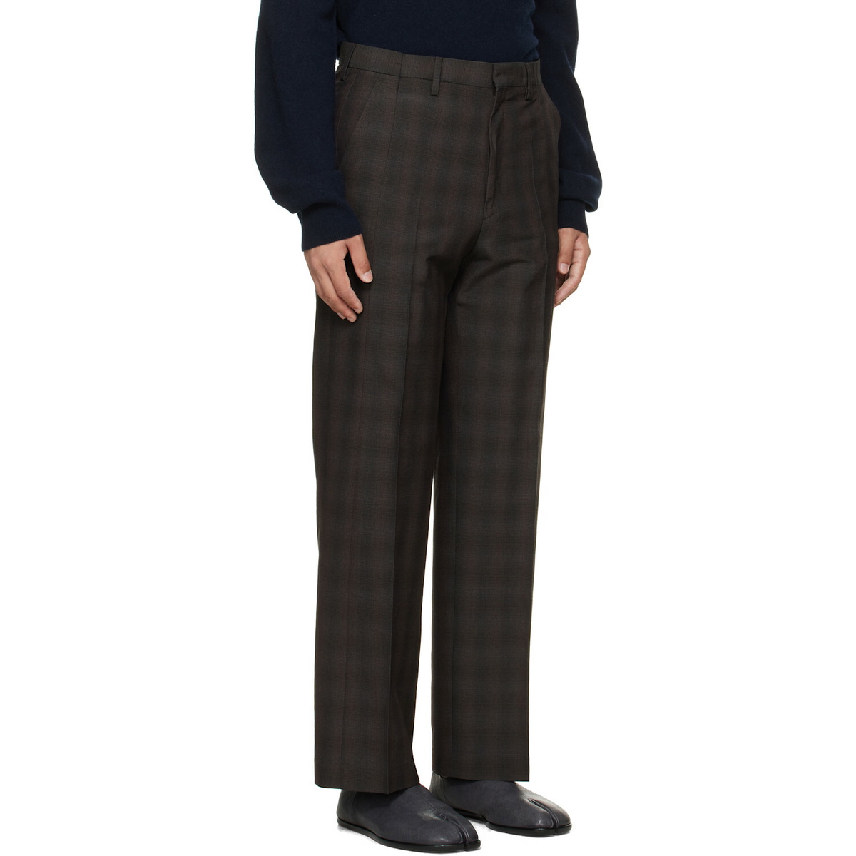 Maison Margiela Brown Checkered Regular Tailored Trousers