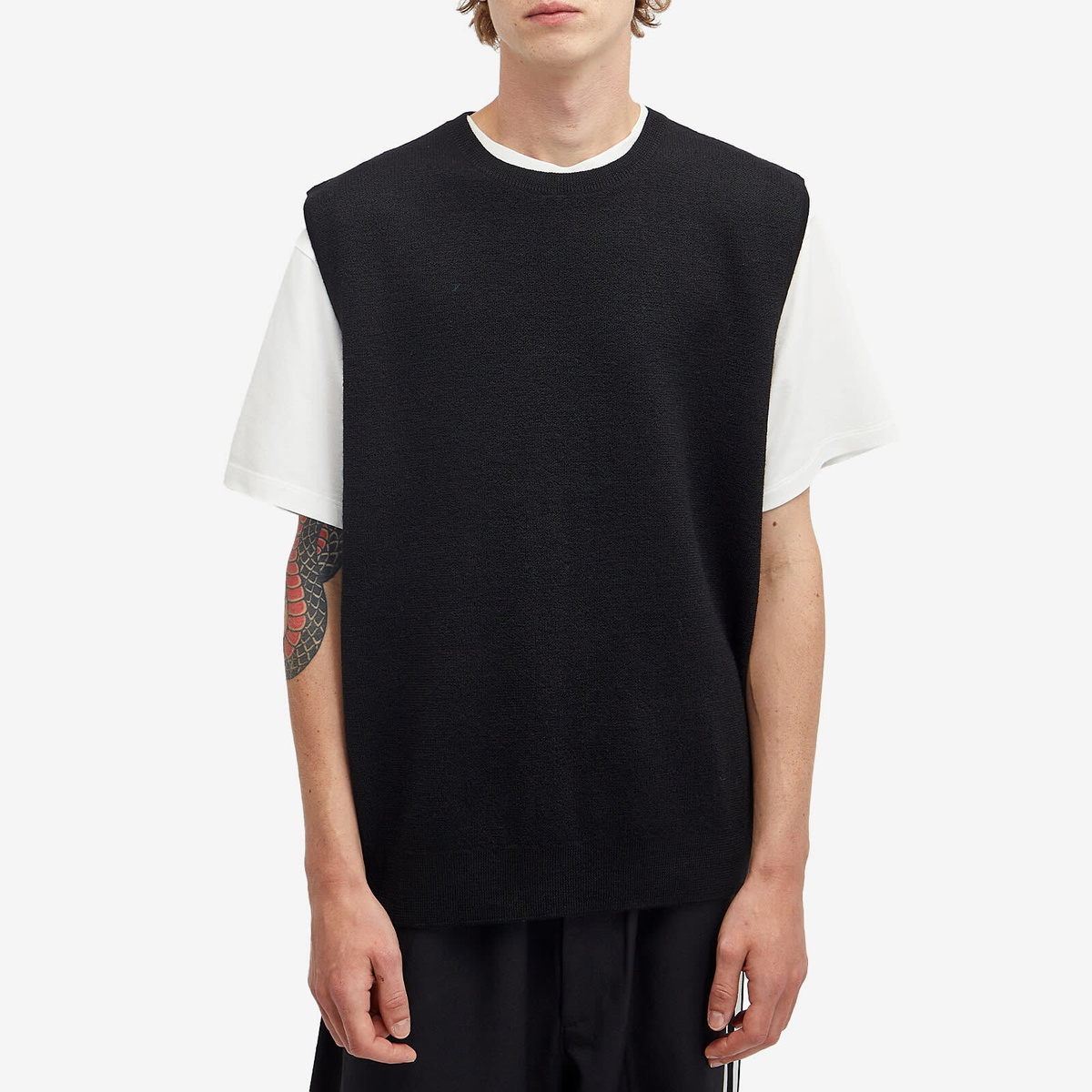 Y-3 Men's 3-Stripe Knit Vest in Black Y-3