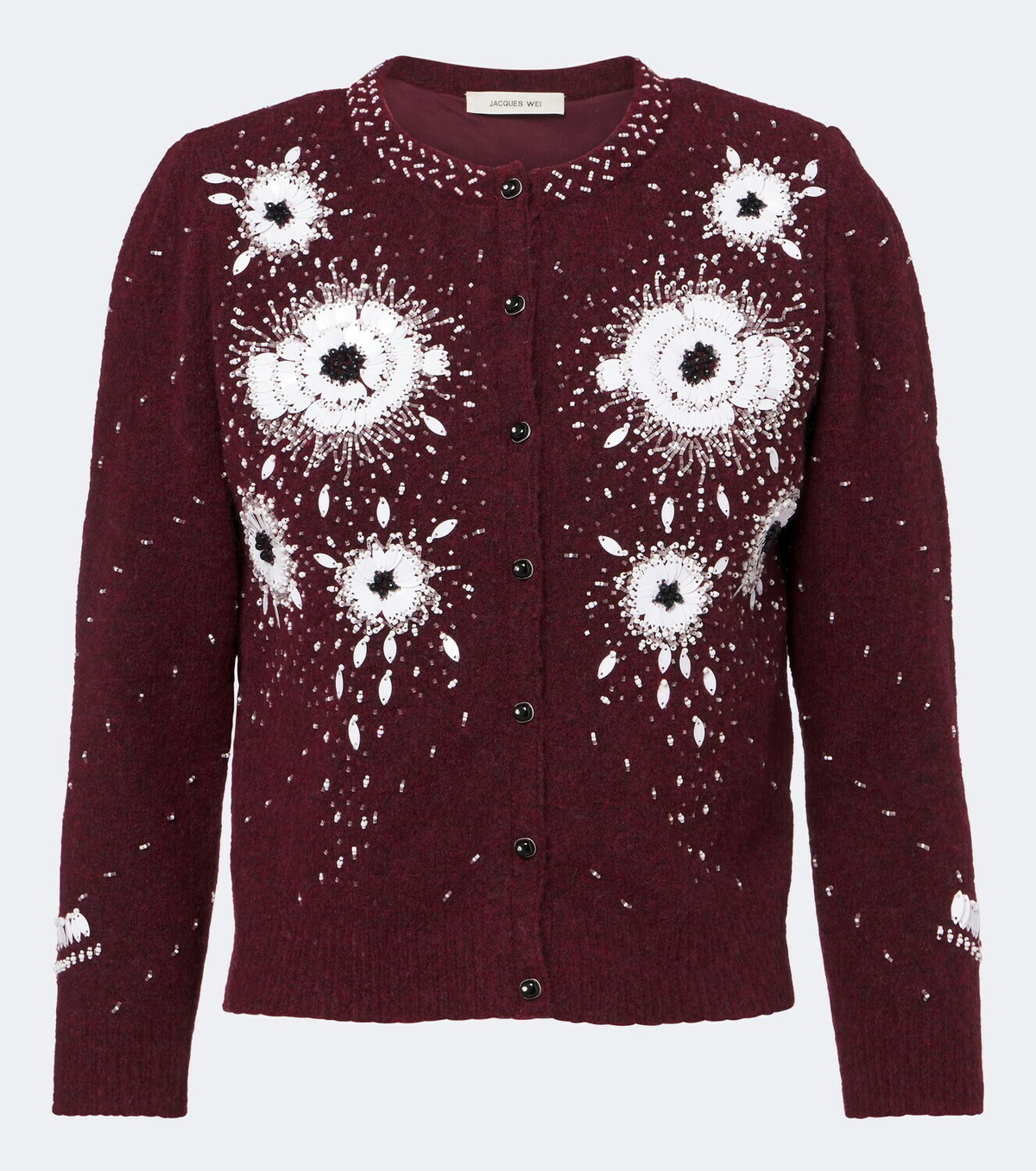 Jacques Wei Embellished floral wool-blend cardigan