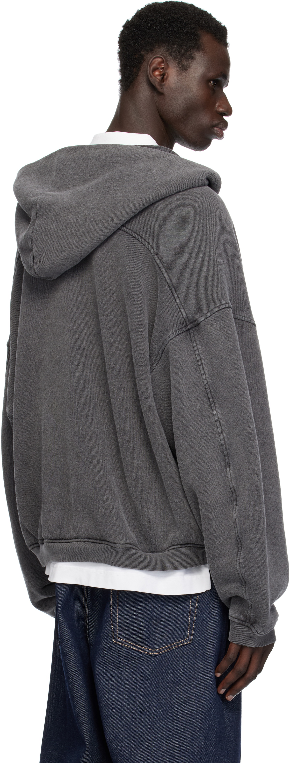 Alexander Wang Gray Oversize Zip-Up Hoodie Alexander Wang