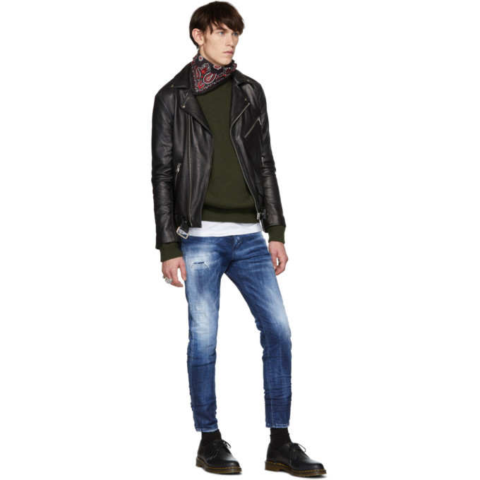 Dsquared2 Blue Army Fade Wash Skinny Dan Jeans Dsquared2