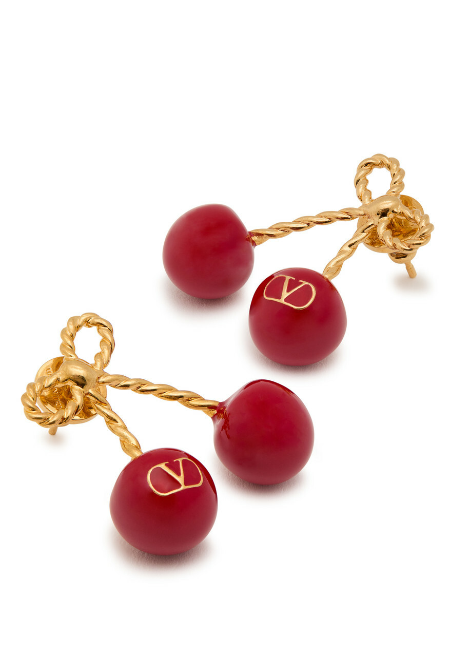 Valentino Garavani Cherryfic Vlogo Drop Earrings - Red - One Size