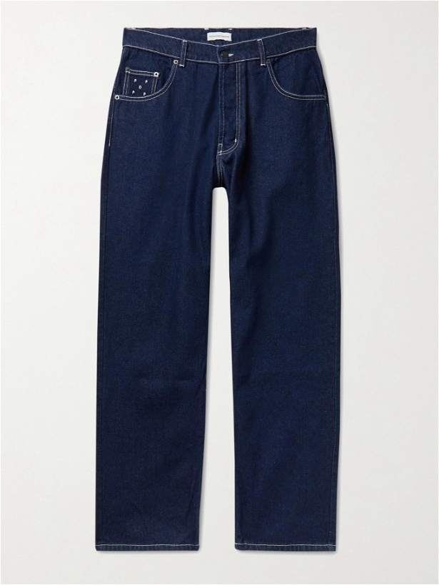 Photo: Pop Trading Company - DRS Logo-Embroidered Appliquéd Denim Jeans - Blue