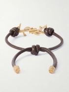 SAINT LAURENT - Gold-Tone and Leather Bracelet - Brown