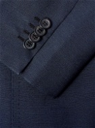 Brioni - Amalfi Double-Breasted Silk-Dupioni Suit Jacket - Blue