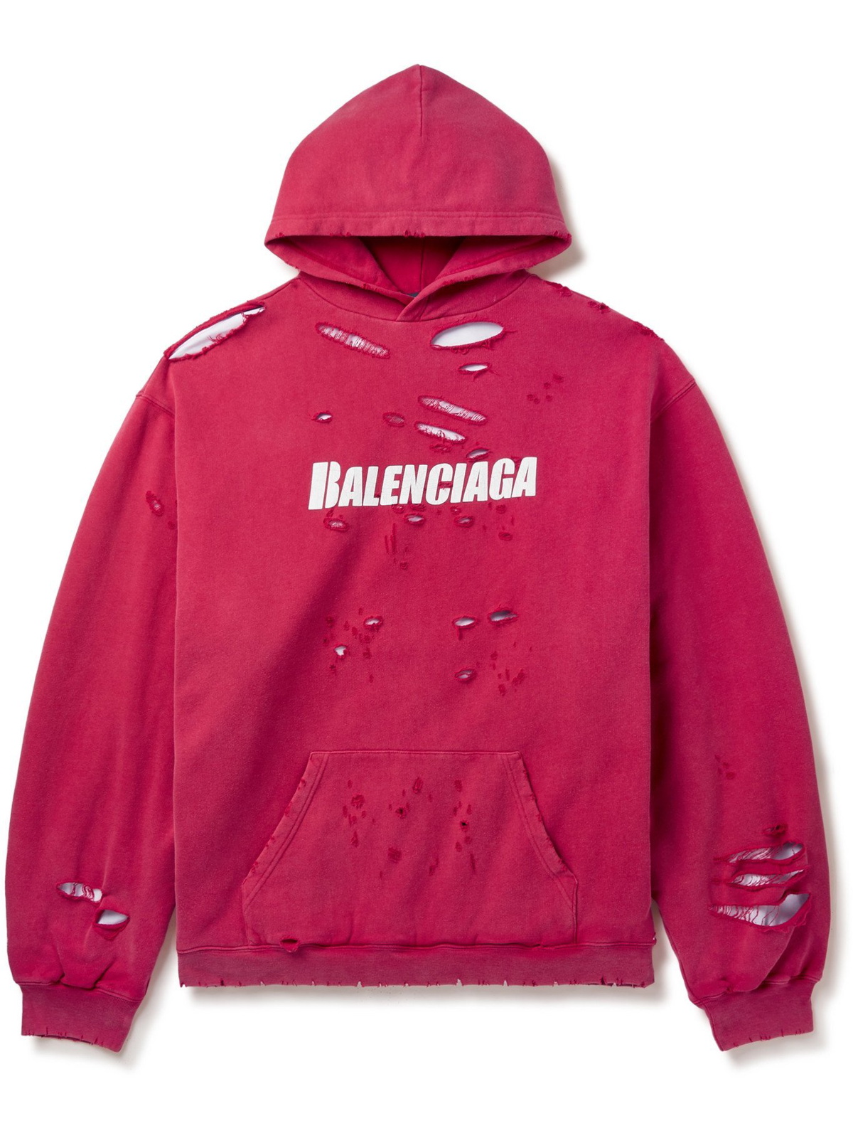 BALENCIAGA - Oversized Distressed Logo-Print Loopback Cotton