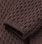Brioni - Shawl-Collar Cable-Knit Wool Cardigan - Brown