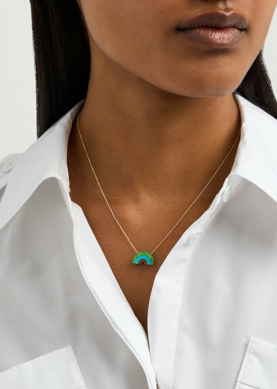 Aliita Arcoiris Turquoise 9kt Gold Rainbow Necklace - Multicoloured 1 - One Size