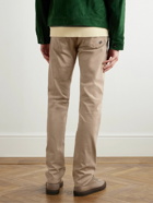 Incotex - Leather-Trimmed Straight-Leg Jeans - Neutrals