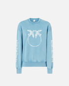 Pinko Cotton Sweatshirt With Logoed Sleeves Air Blue
