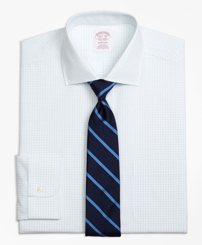 Photo: Brooks Brothers Men's Madison Relaxed-Fit Dress Shirt, Non-Iron Graph Check | Light Blue