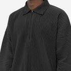 Homme Plissé Issey Miyake Men's Long Sleeve Pleat Quarter Zip Polo Shirt in Black