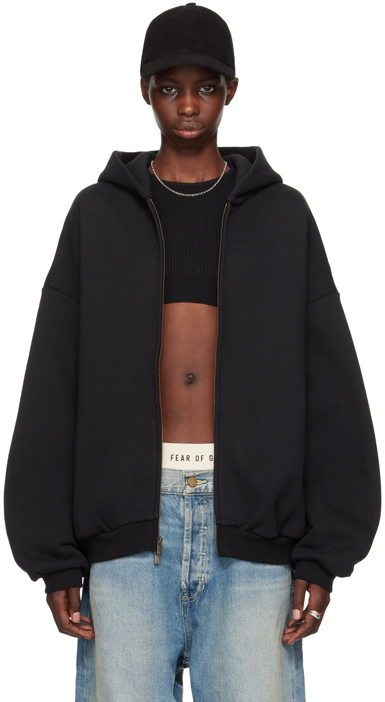 Fear of God ESSENTIALS Black Full-Zip Hoodie Fear Of God Essentials
