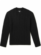 EDWIN - Garment-Washed Cable-Knit Sweater - Black