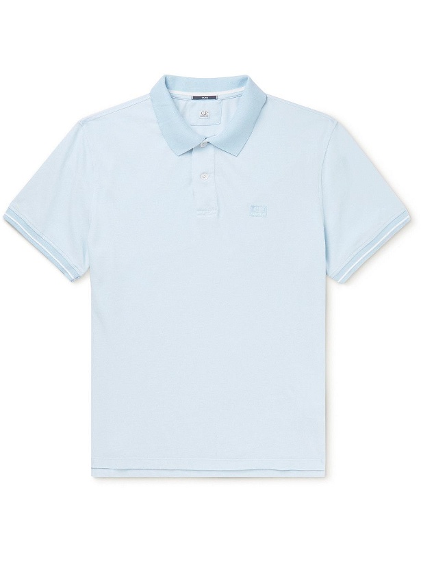 Photo: C.P. Company - Logo-Appliquéd Cotton-Blend Piqué Polo Shirt - Blue
