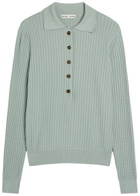 Blaze Milano Alegria Cable-knit Silk-blend Polo top Blue