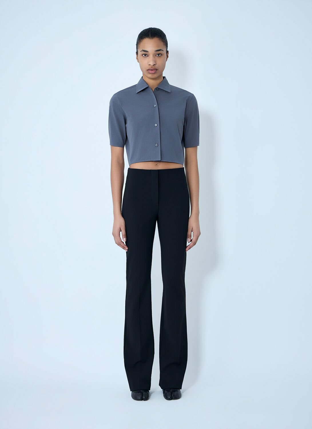 Jil Sander Short-Sleeve Button-Down Crop Shirt